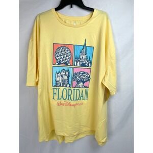 Walt Disney World Florida 3X Four Parks Yellow Short Sleeve T-Shirt Epcot AK
